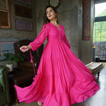 Buy Pink color lucknowi style Gown for stylish look - Joshindia