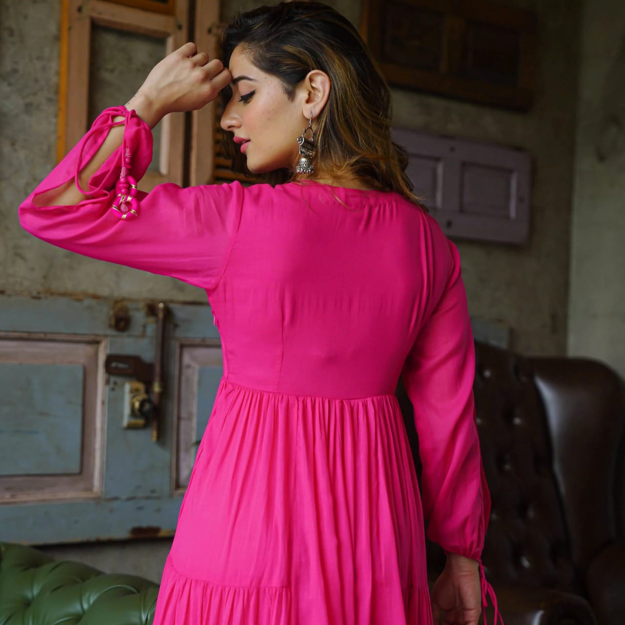 Buy Pink color lucknowi style Gown for stylish look