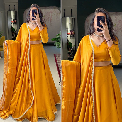 Yellow color designer Silk lehenga choli At Affordable Price