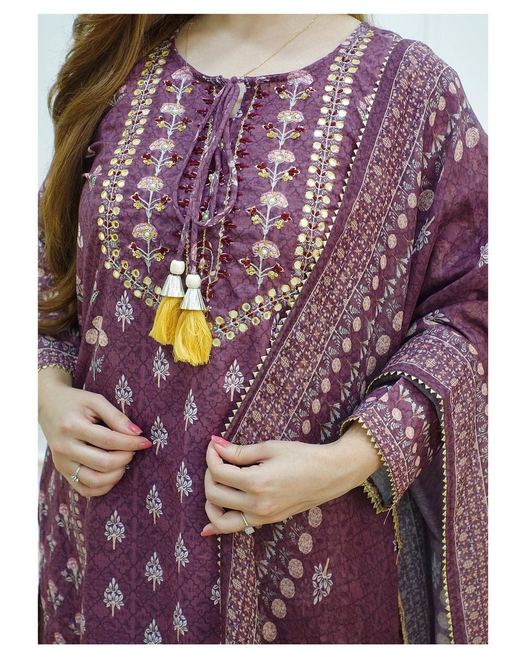 Trending Wine Color Lucknowi Style Kurta Set For Stylish Look - Joshindia