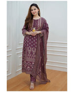 Trending Wine Color Lucknowi Style Kurta Set For Stylish Look - Joshindia