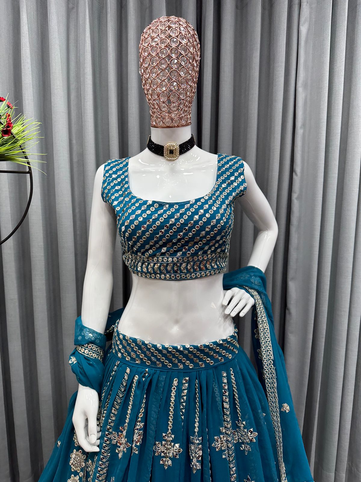 Beautiful Blue Color Designer Lehenga Choli At Affordable Price