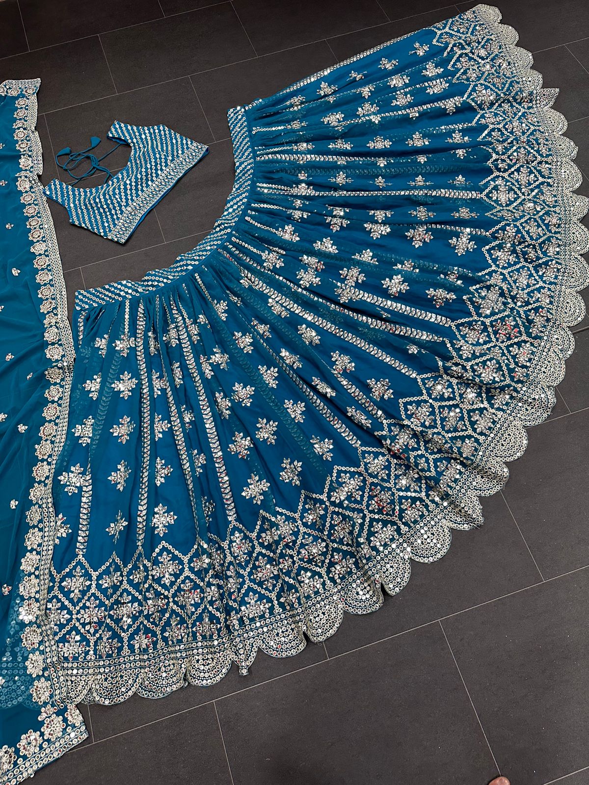 Beautiful Blue Color Designer Lehenga Choli At Affordable Price