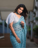 Amazing Sky Blue Color Designer Sequence Saree Buy Now - Joshindia