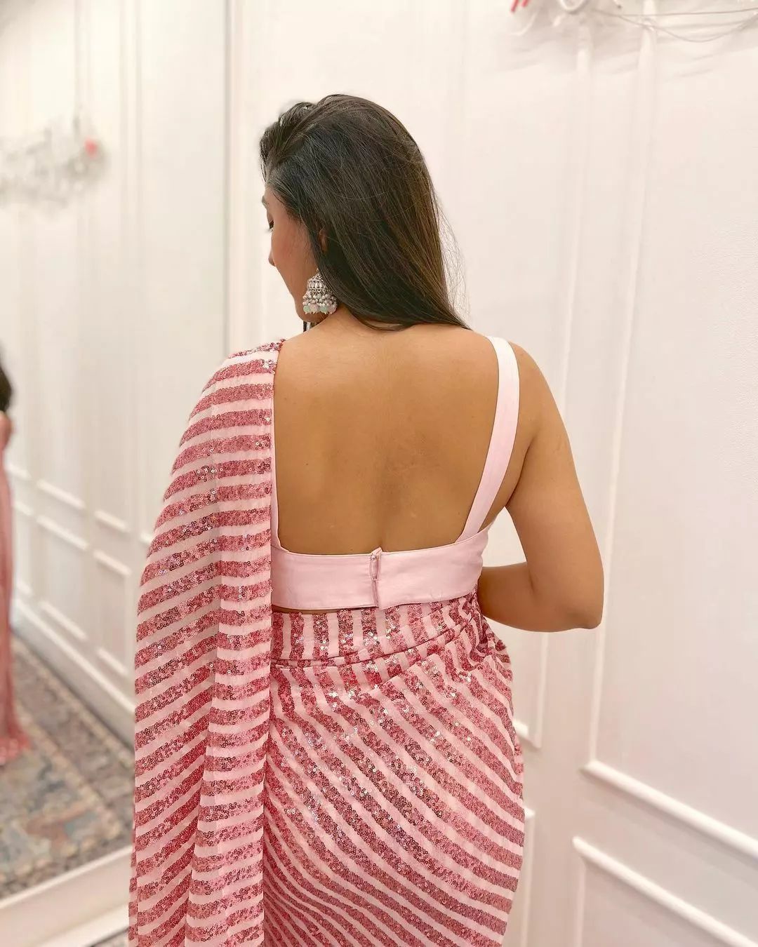 Buy Most Trending Pink Color Sequence Saree At Affordable Price - Joshindia