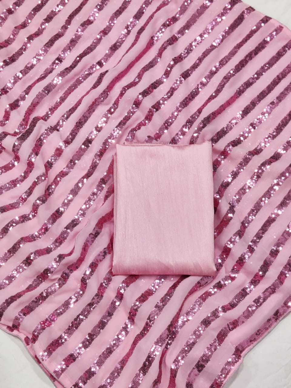 Buy Most Trending Pink Color Sequence Saree At Affordable Price - Joshindia