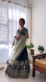 Green Color Designer Sequence Work Lehenga Choli - Joshindia