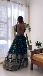 Green Color Designer Sequence Work Lehenga Choli - Joshindia
