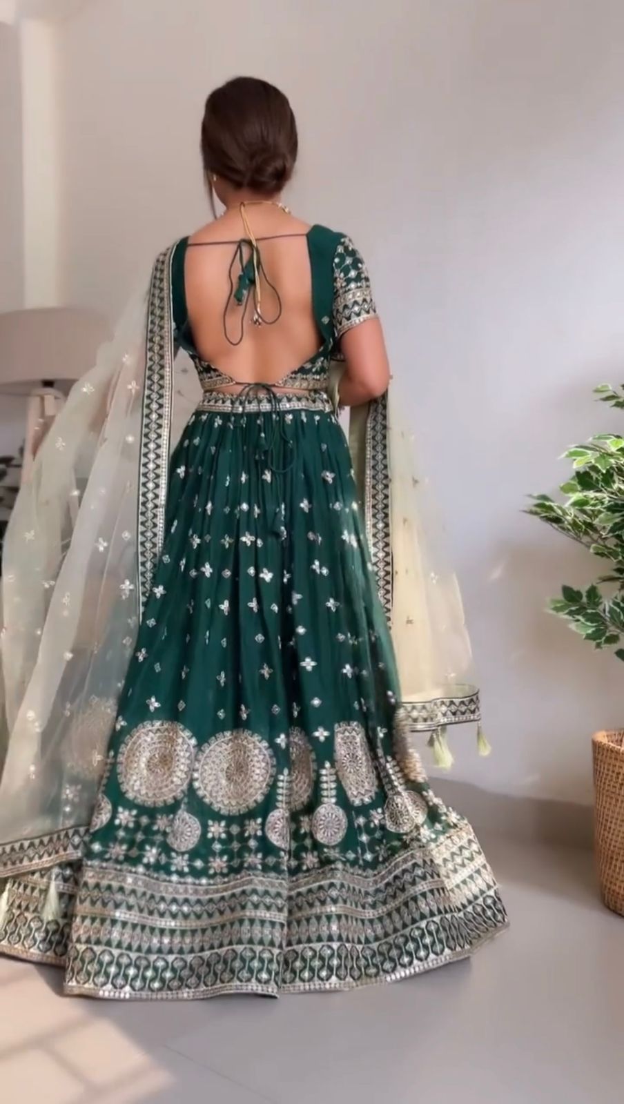 Green Color Designer Sequence Work Lehenga Choli - Joshindia