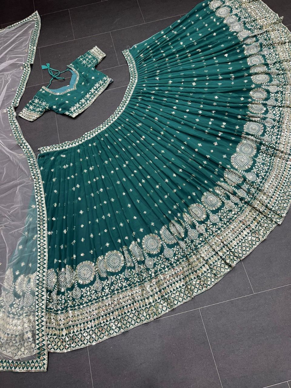 Green Color Designer Sequence Work Lehenga Choli - Joshindia
