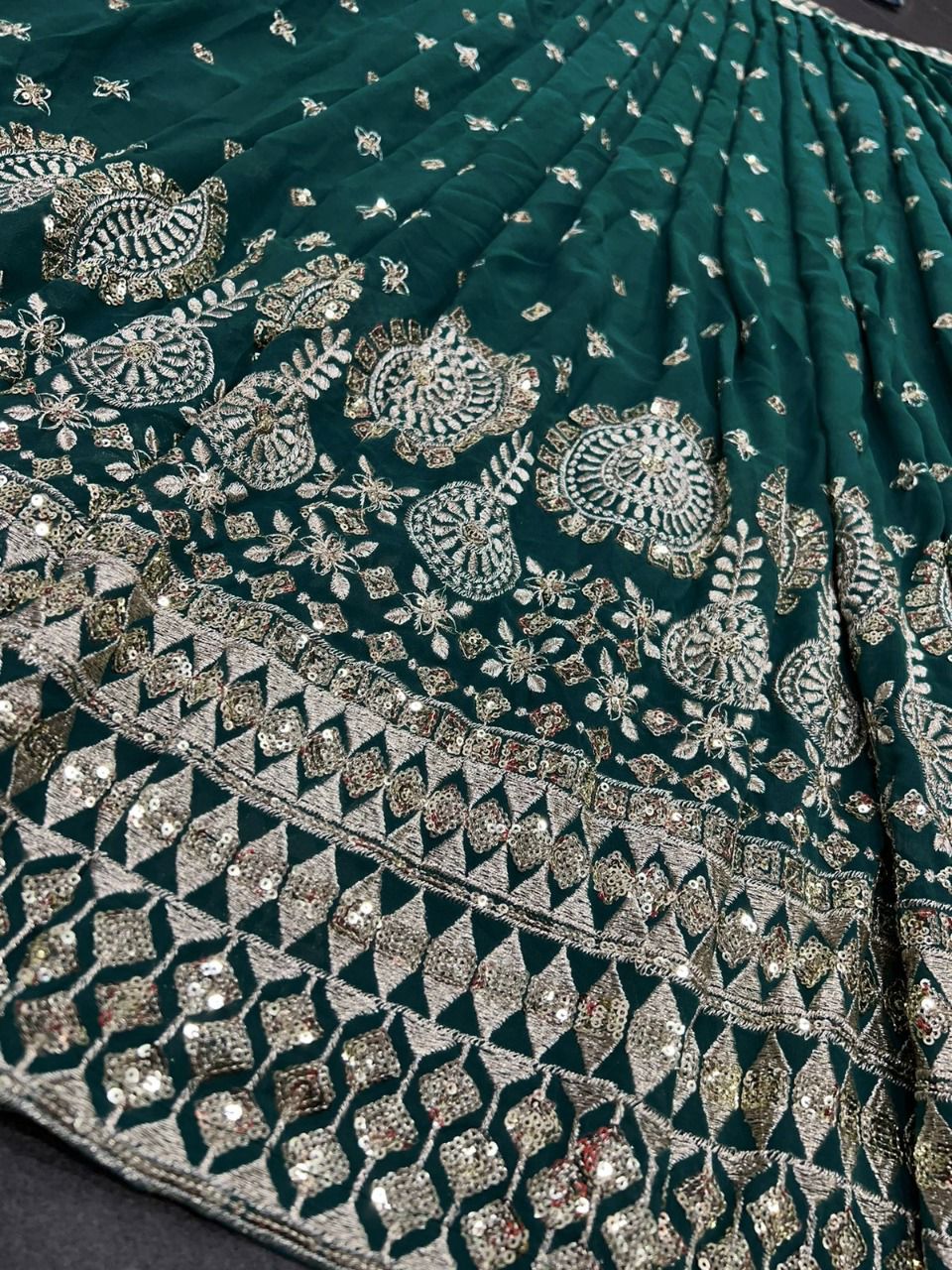 Green Color Designer Sequence Work Lehenga Choli - Joshindia