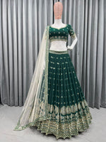 Green Color Designer Sequence Work Lehenga Choli - Joshindia