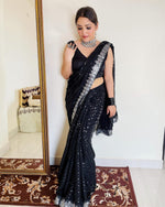 Black color trending Sequins saree buy online - Joshindia