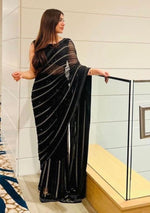 Black Color Most Beautiful Sequence Saree At Best Price - Joshindia