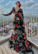 Trending Black Color Ruffle Border Georgette Designer Saree - Joshindia