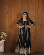 Beautiful Black Color Georgette Designer Gown At Low Price - Joshindia