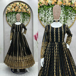 Beautiful Black Color Georgette Designer Gown At Low Price - Joshindia