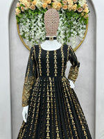 Beautiful Black Color Georgette Designer Gown At Low Price - Joshindia