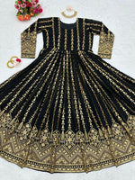 Beautiful Black Color Georgette Designer Gown At Low Price - Joshindia