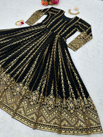 Beautiful Black Color Georgette Designer Gown At Low Price - Joshindia