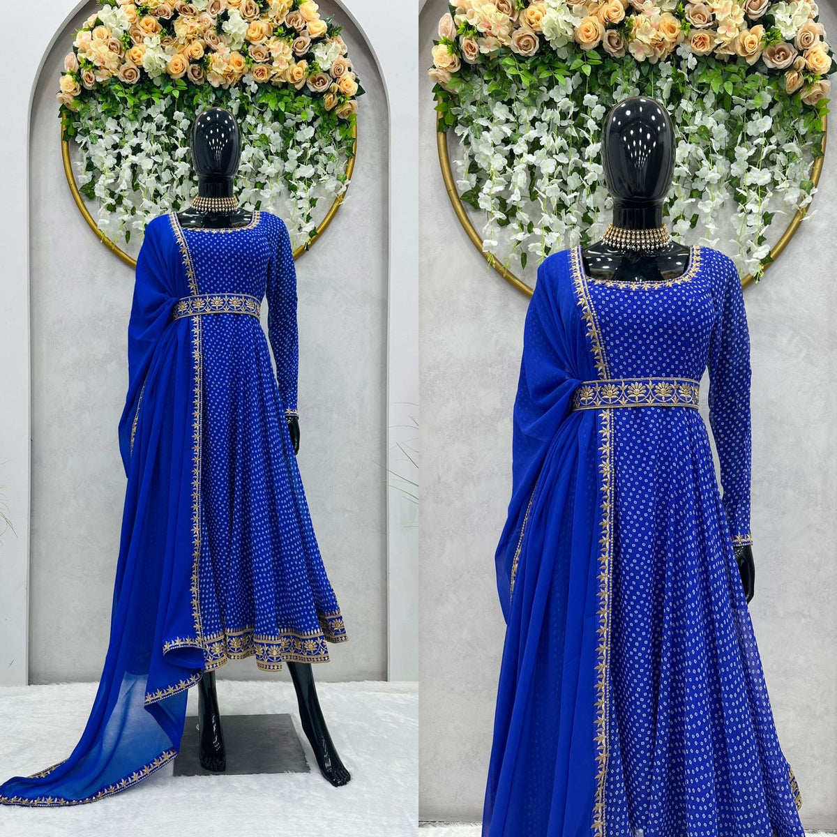 Buy Most Beautiful Blue Georgette Trending Designer Party Wear Kurta Set For Girls - Joshindia