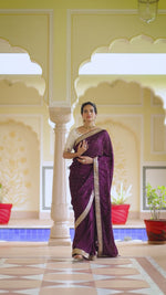 Amazing Purple Color Sequence Saree For Wedding Look