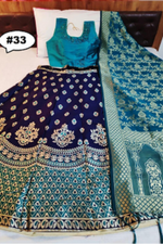 buy blue and skyblue banarasi lehenga choli online - Joshindia
