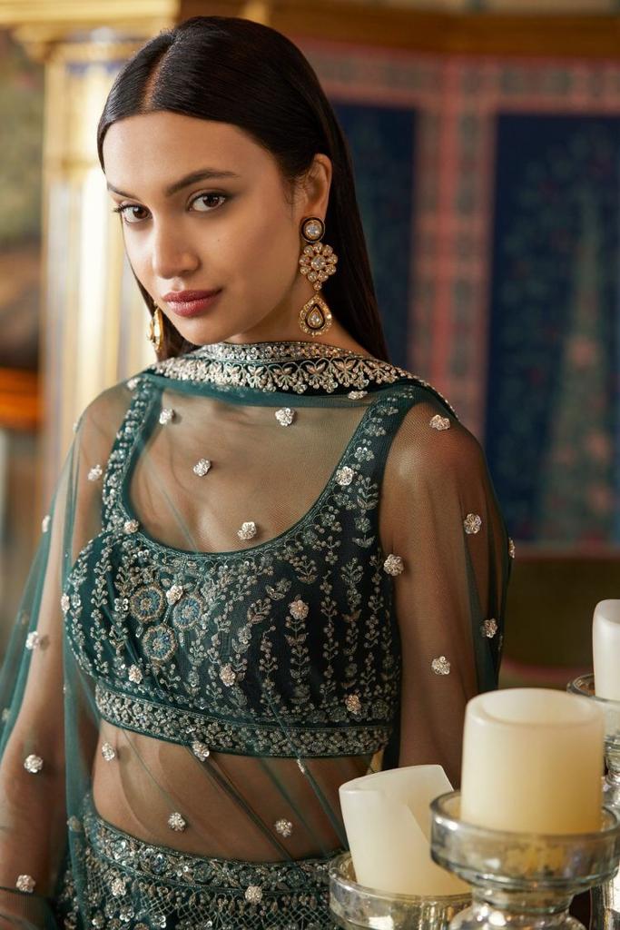 Bottle Green Color Lehenga Design Online At Affordable Price - Joshindia