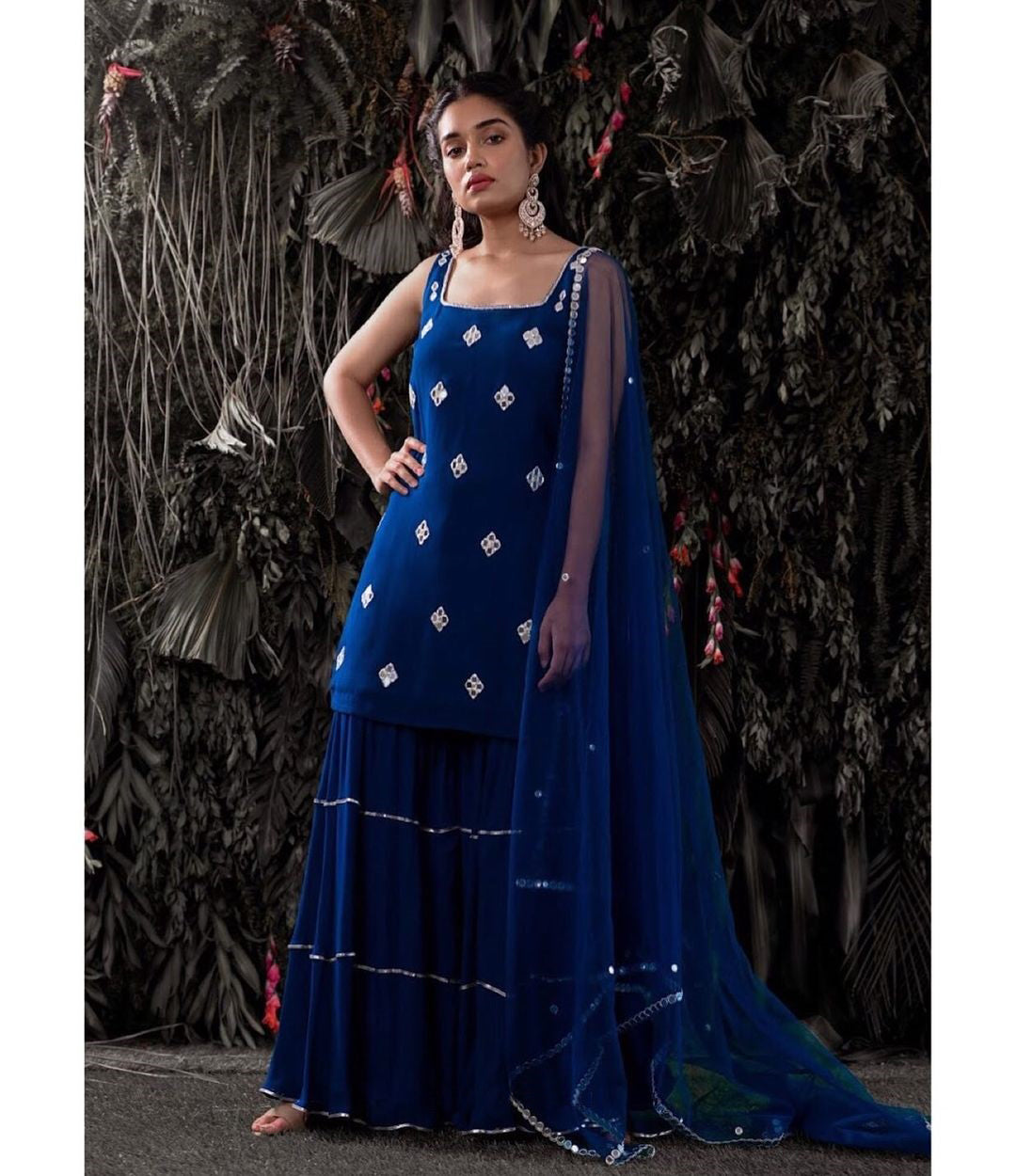 beautiful blue color sharara set at affordable rate buy now - Joshindia
