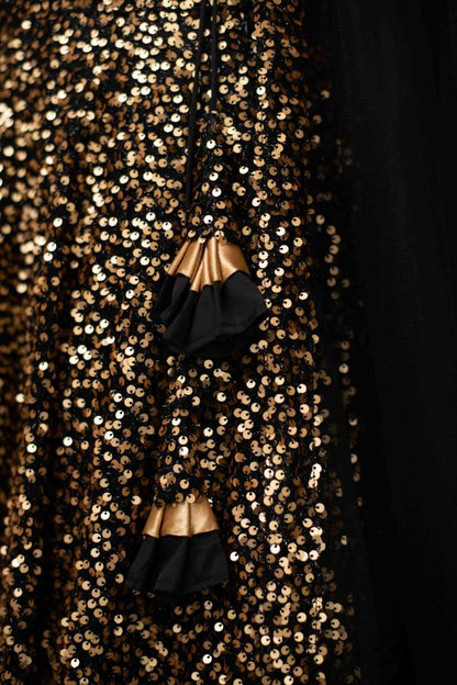 Amazing golden and black color heavy designer sequins lehenga choli