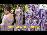 Trending lilac color satin silk saree with hand work buy now