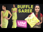 Yellow ruffle designer saree buy online at affordable price