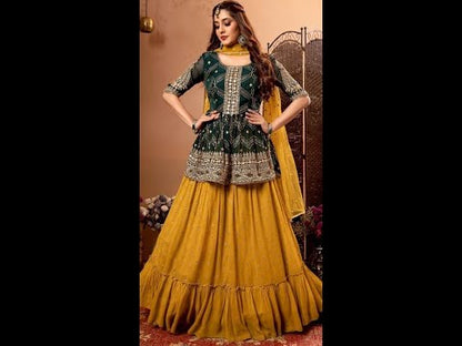 Trending designer outfit for haldi and mehndi ceremony