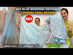 sky color net designer lehenga choli