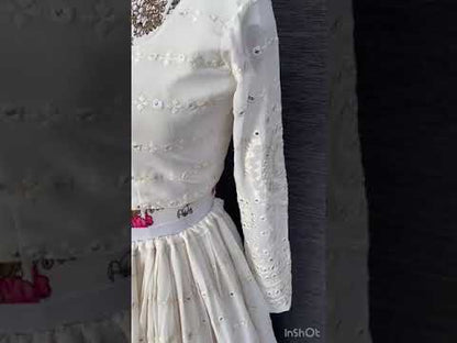 Beautiful white color lucknowi style lehenga choli