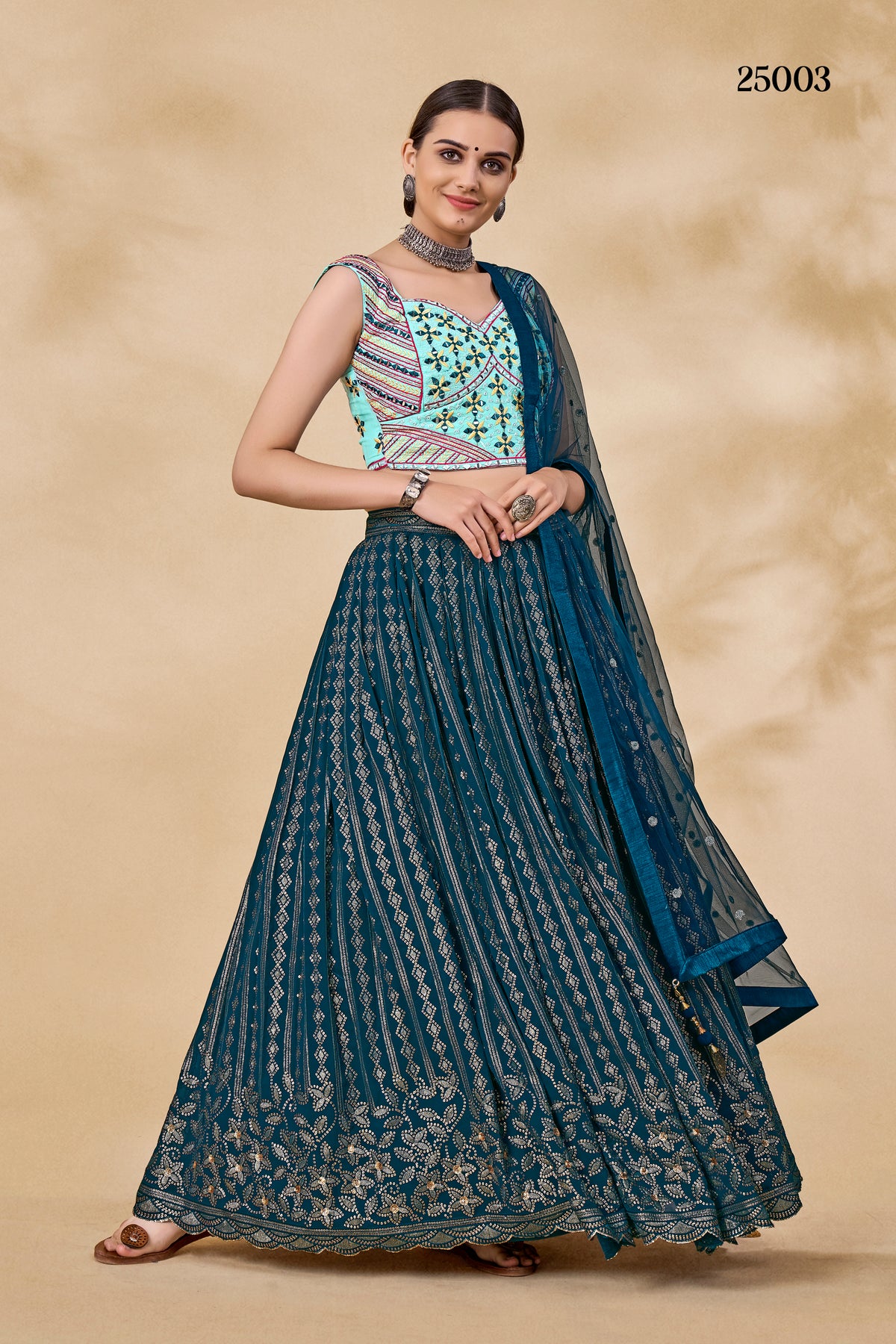 Trendy Teal Green Color lehenga choliBuy Now - Joshindia
