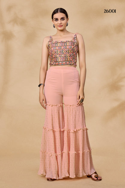 Trending Peach color designer indowestern outfit for wedding
