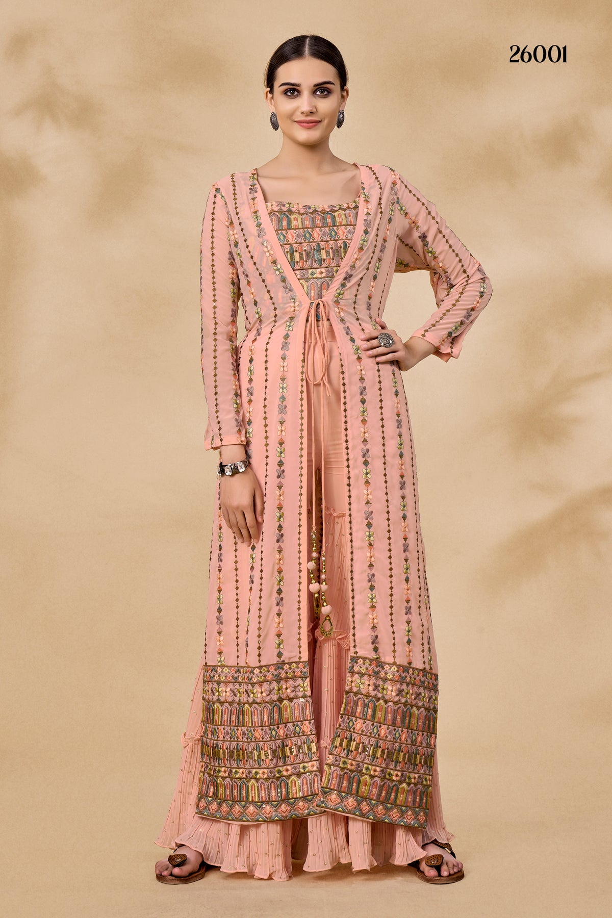 Trending Peach color designer indowestern outfit for wedding - Joshindia