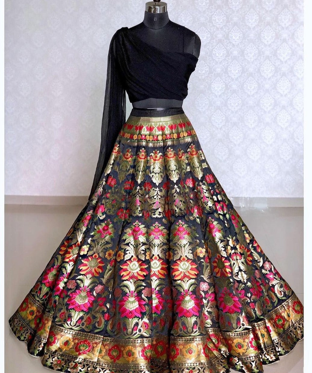 Pure traditional Looks Barcode designer Lehenga choli - Joshindia