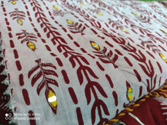 Beautiful  Pure cotton 60*60 Fabric Nake Embroidery work Mirror With printed pant with Full dupatta With latkan Anarkali style  3 piece set - Joshindia