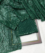 Green Color Designer Sequins Saree For Wedding - Joshindia