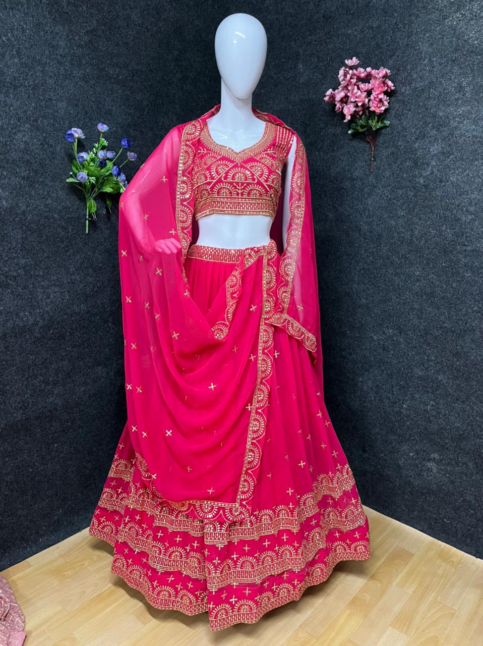 Trending Pink Color Lehenga Choli For Wedding - Joshindia