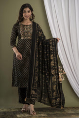 Premium Rayon Fabric Heavy Embroidery With Foil Mirror Work - Joshindia