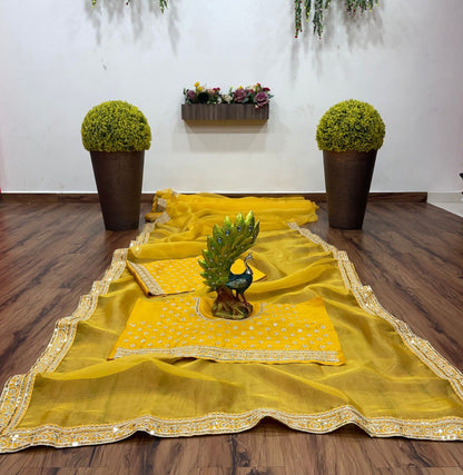 Beautiful Yellow Saree For Wedding Buy Now