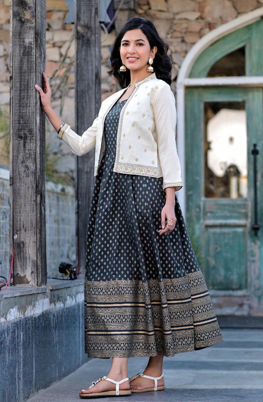 Indian Hand Worked Kurti With Cotton Jacket – Aangan Of India | lupon.gov.ph