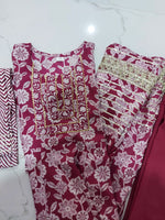 Wine Anarkali suit with beautiful gota lace handwork duppta and paint - Joshindia