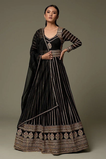 Black Color Beautiful Georgette Designer Gown Buy Now