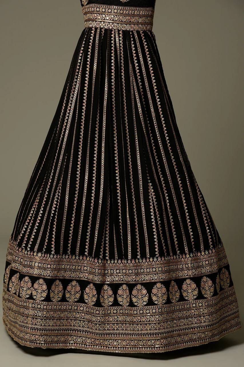 Black Color Beautiful Georgette Designer Gown Buy Now - Joshindia