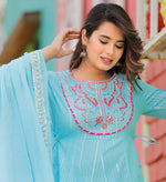 sky color beautiful sharara set buy now - Joshindia