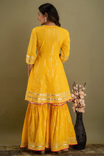 yellow color beautiful sharara set buy now - Joshindia